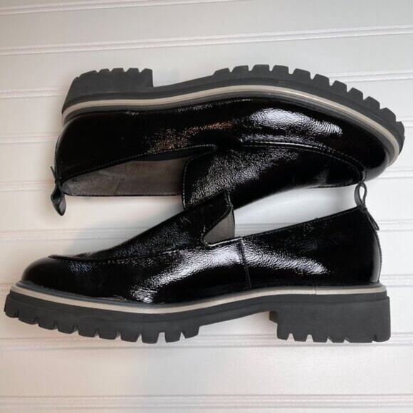 Paul Green Naomi Platform Loafer Black Crinkled Patent Leather NWOB Women’s 10 - Picture 6 of 14